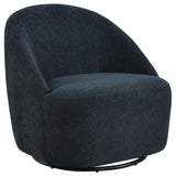 Leon Black Chenille Upholstered Swivel Barrel Accent Chair