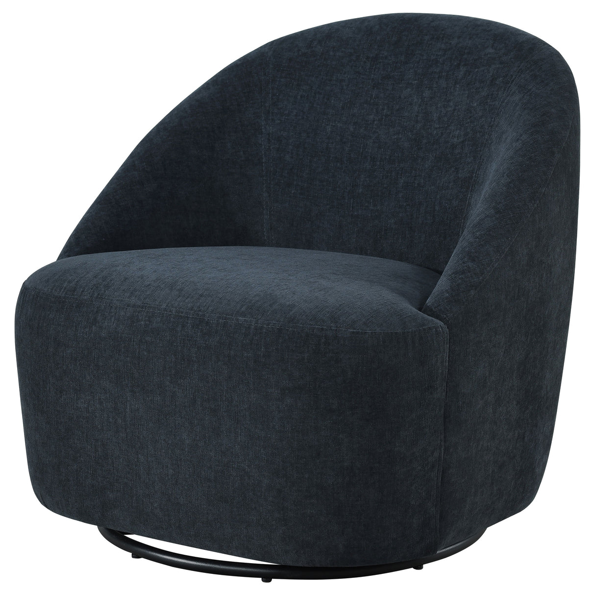 Leon Black Chenille Upholstered Swivel Barrel Accent Chair