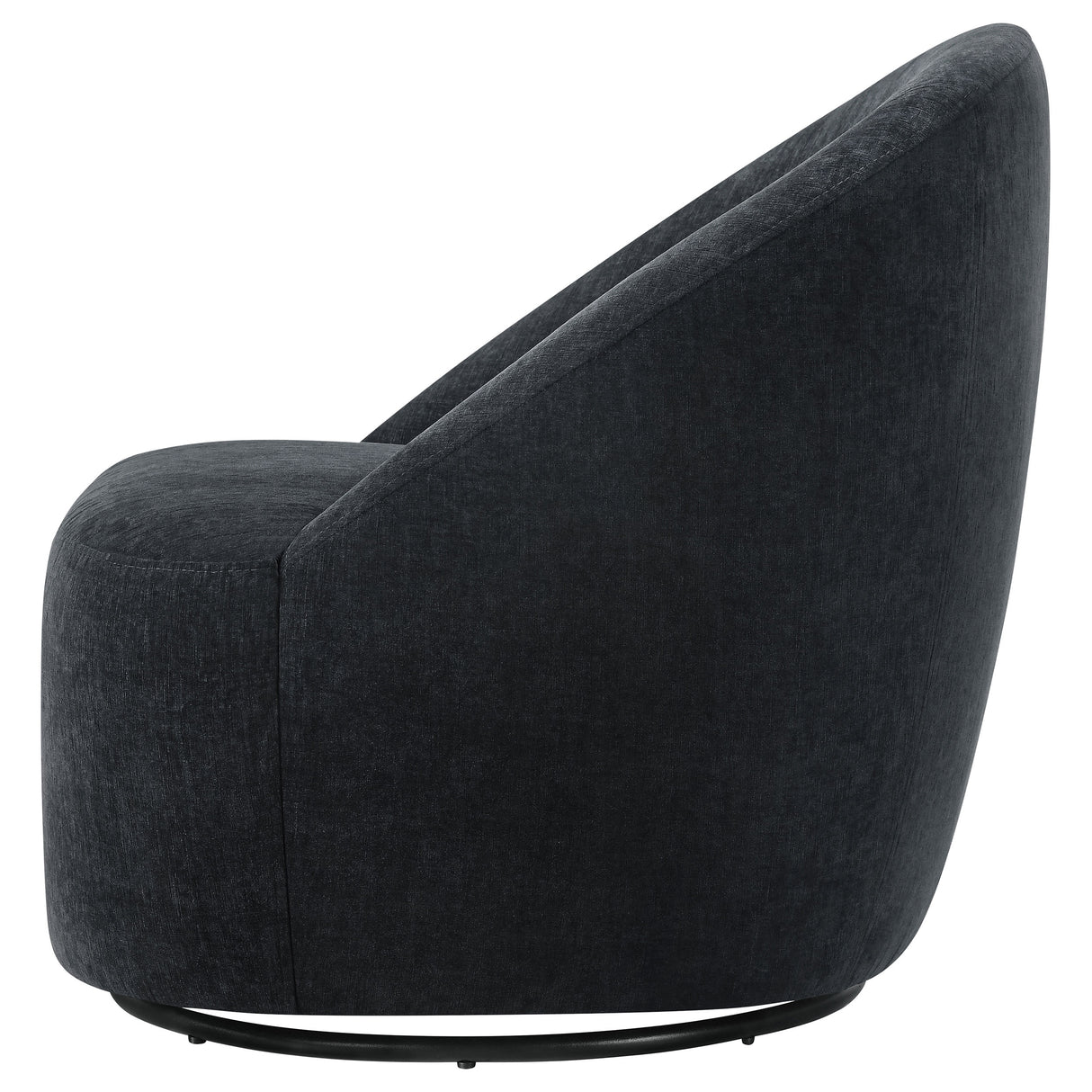 Leon Black Chenille Upholstered Swivel Barrel Accent Chair