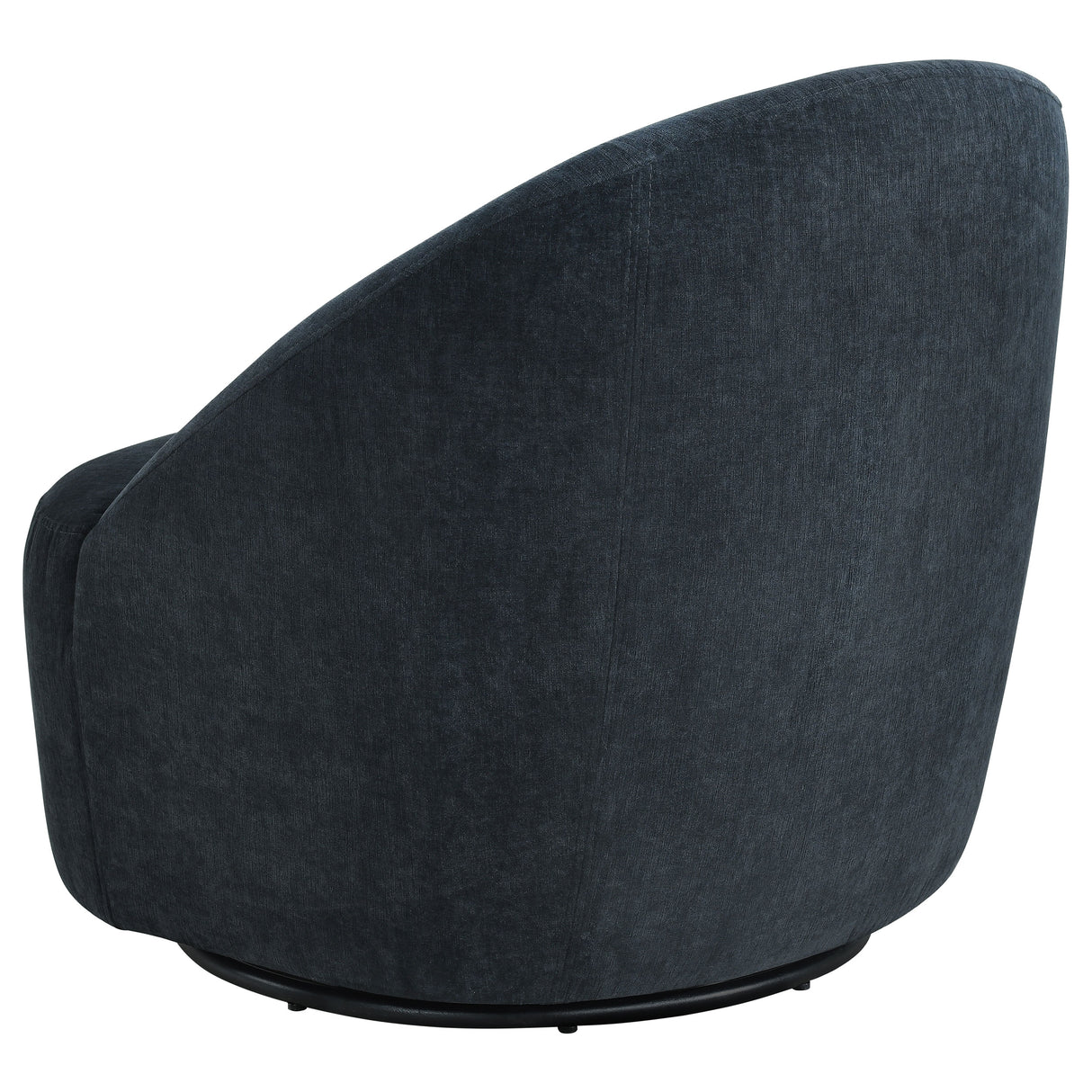 Leon Black Chenille Upholstered Swivel Barrel Accent Chair