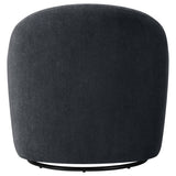 Leon Black Chenille Upholstered Swivel Barrel Accent Chair
