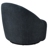 Leon Black Chenille Upholstered Swivel Barrel Accent Chair
