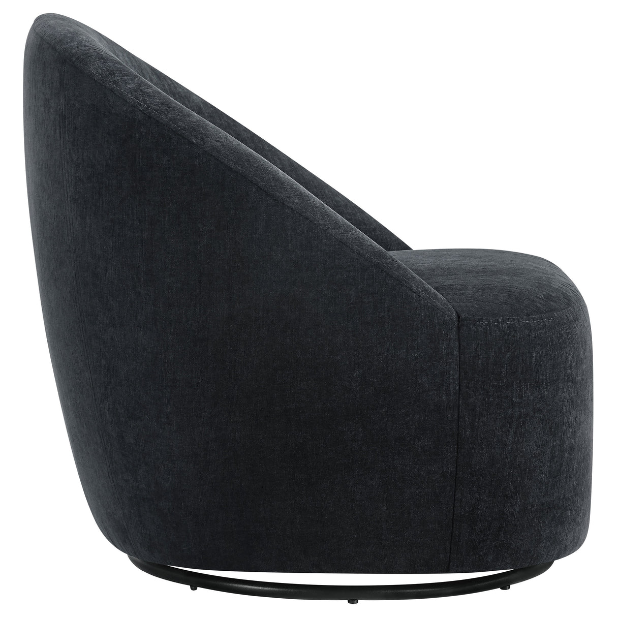 Leon Black Chenille Upholstered Swivel Barrel Accent Chair