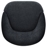 Leon Black Chenille Upholstered Swivel Barrel Accent Chair