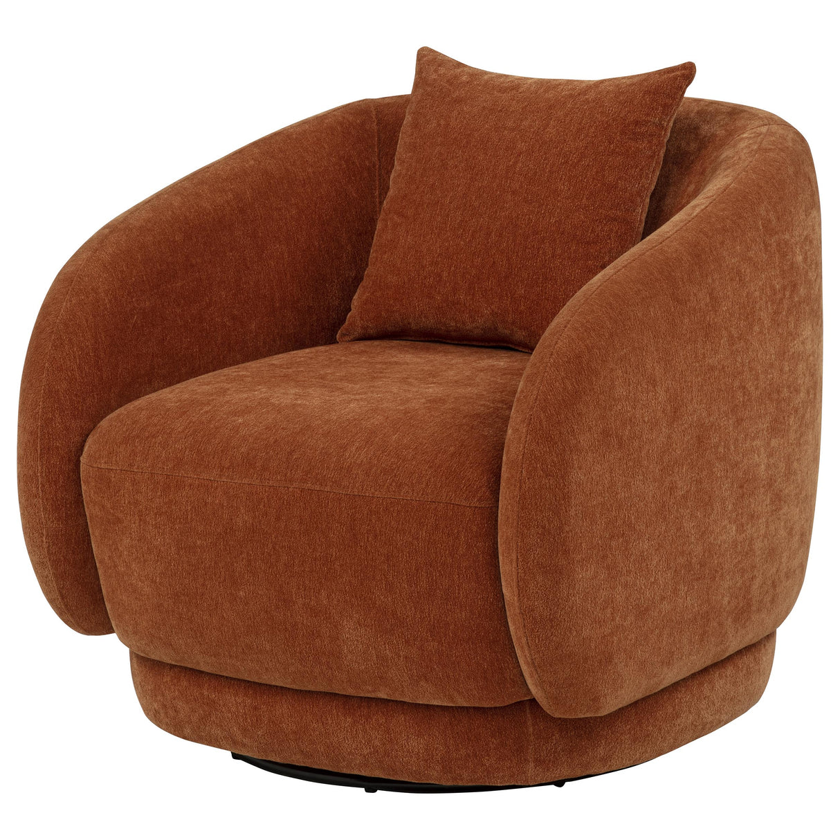 Arnaud Burnt Orange Chenille Swivel Accent Chair