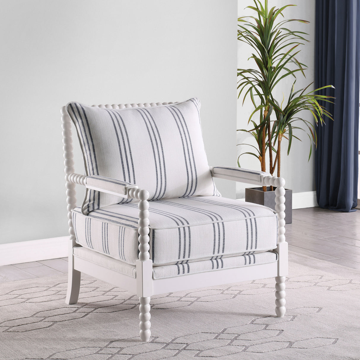 Blanchett Upholstered Bobbin Accent Chair in White