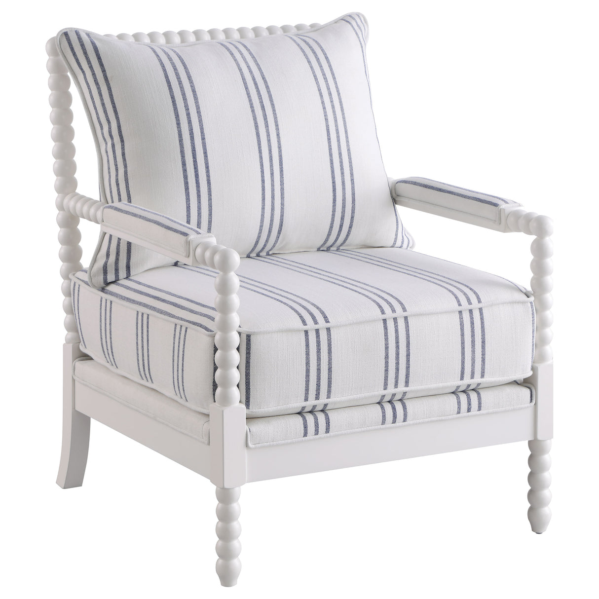 Blanchett Upholstered Bobbin Accent Chair in White