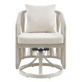 Breeze - Powder Coated Rectangle Metal Outdoor Dining Set With Cushions