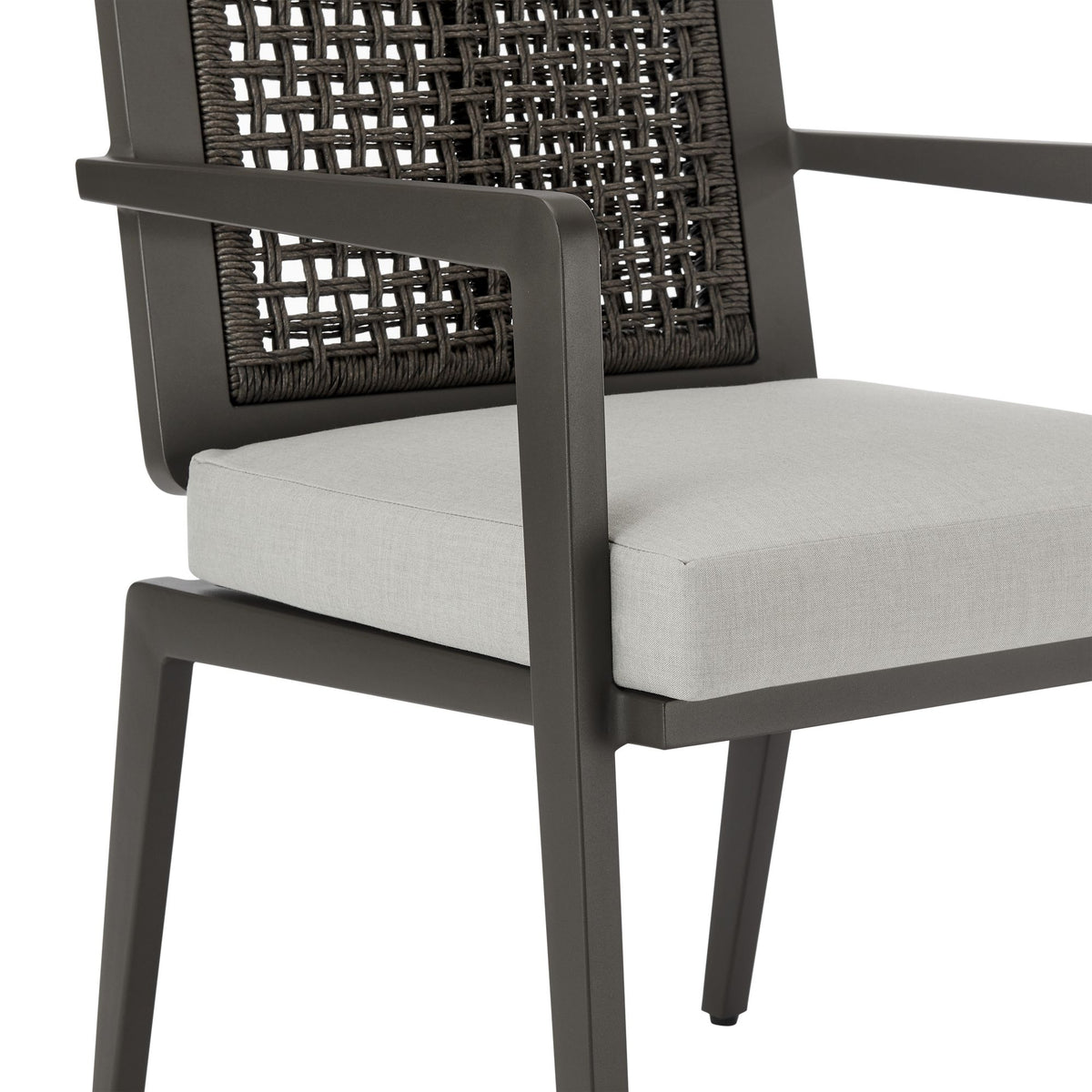 Avila - Outdoor Dining Chair With Woven Rattan Back Aluminum Frame And Cushion (Set of 2) - Dark Bronze / Silver Ash