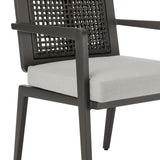 Avila - Outdoor Dining Chair With Woven Rattan Back Aluminum Frame And Cushion (Set of 2) - Dark Bronze / Silver Ash