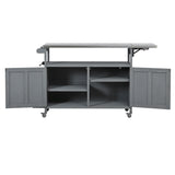 Foldable Outdoor Kitchen Island With Lockable Wheels, Storage Cabinet And Towel Rack For Patio
