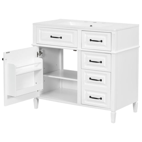 Modern Bathroom Vanity With Sink Top, Flip Drawer Design