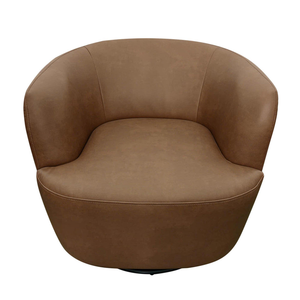 Cognac Fabric Accent Swivel Chair with Foam Cushions