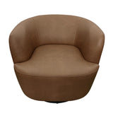 Cognac Fabric Accent Swivel Chair with Foam Cushions