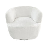Ecru Fabric Accent Swivel Chair with Foam Cushions