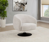 Dave Upholstered Barrel Back Swivel Club Chair - Beige