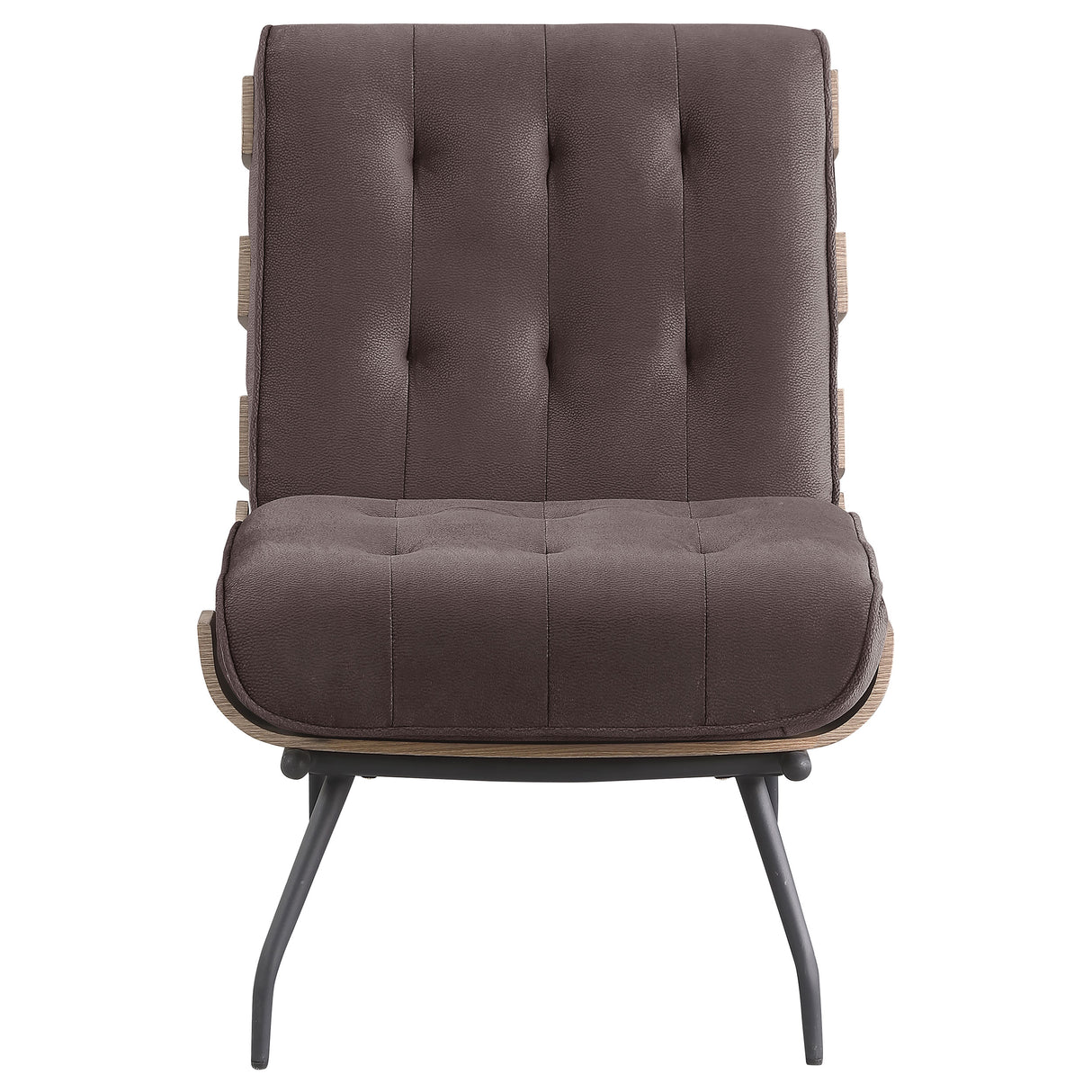 Aloma Upholstered Tufted Armless Accent Chair, Dark Brown