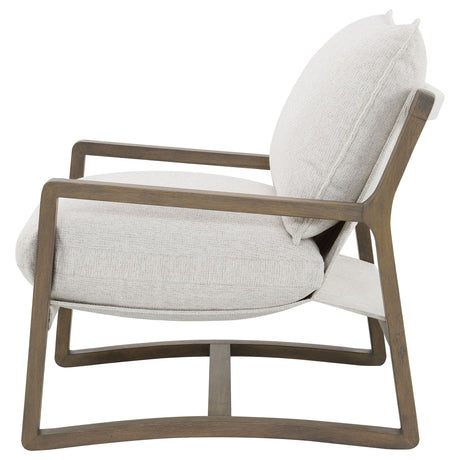 Geneva Boucle Upholstered Wood Arm Accent Chair, Sand