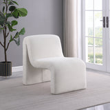 Drayton Upholstered Curved Armless Accent Chair in Ivory
