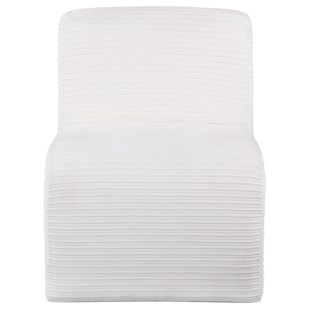 Drayton Upholstered Curved Armless Accent Chair in Ivory