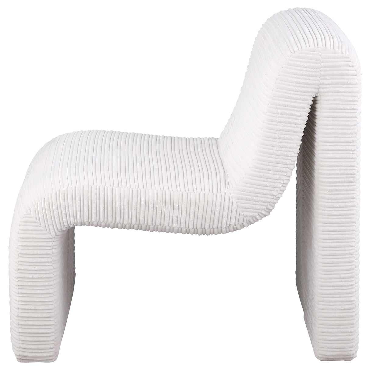 Drayton Upholstered Curved Armless Accent Chair in Ivory