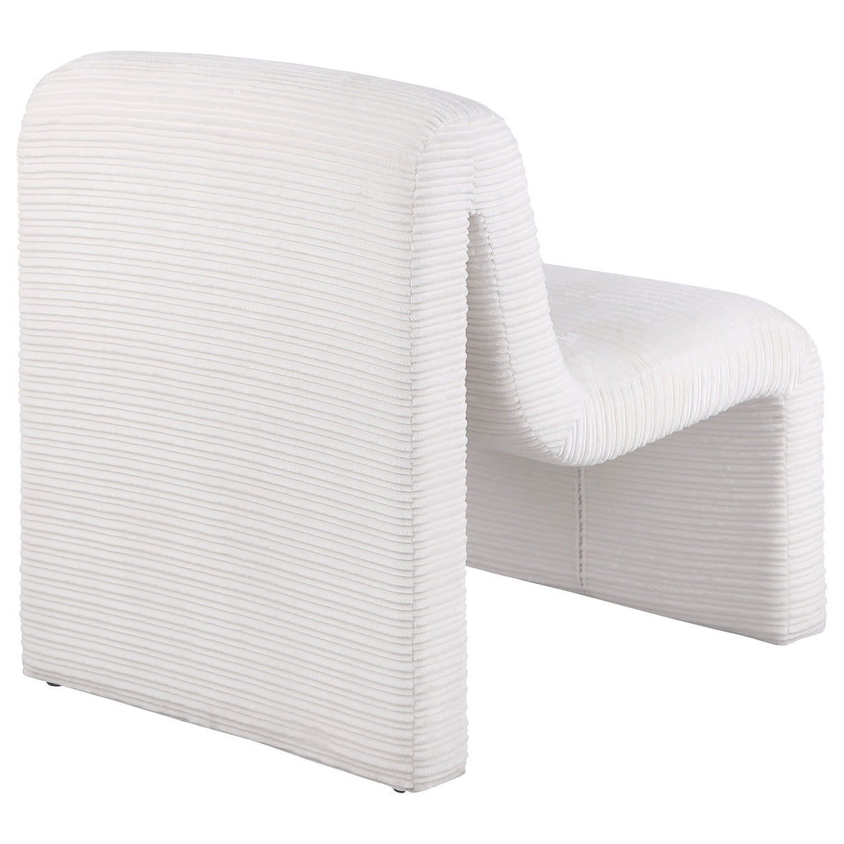 Drayton Upholstered Curved Armless Accent Chair in Ivory