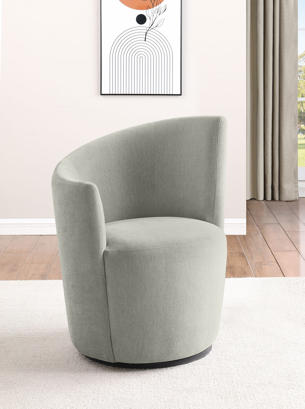 Nueva Velvet Swivel Accent Chair with Curved Backrest, Dove Grey