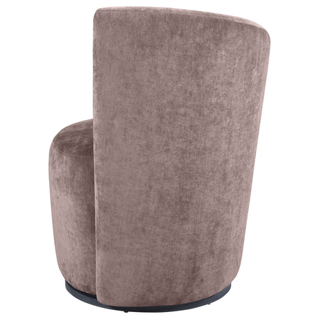 Nueva Blush Velvet Upholstered Swivel Chair with Curved Backrest