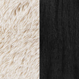 Fitzroy Faux Fur Accent Chair with Solid Wood Arms, Latte