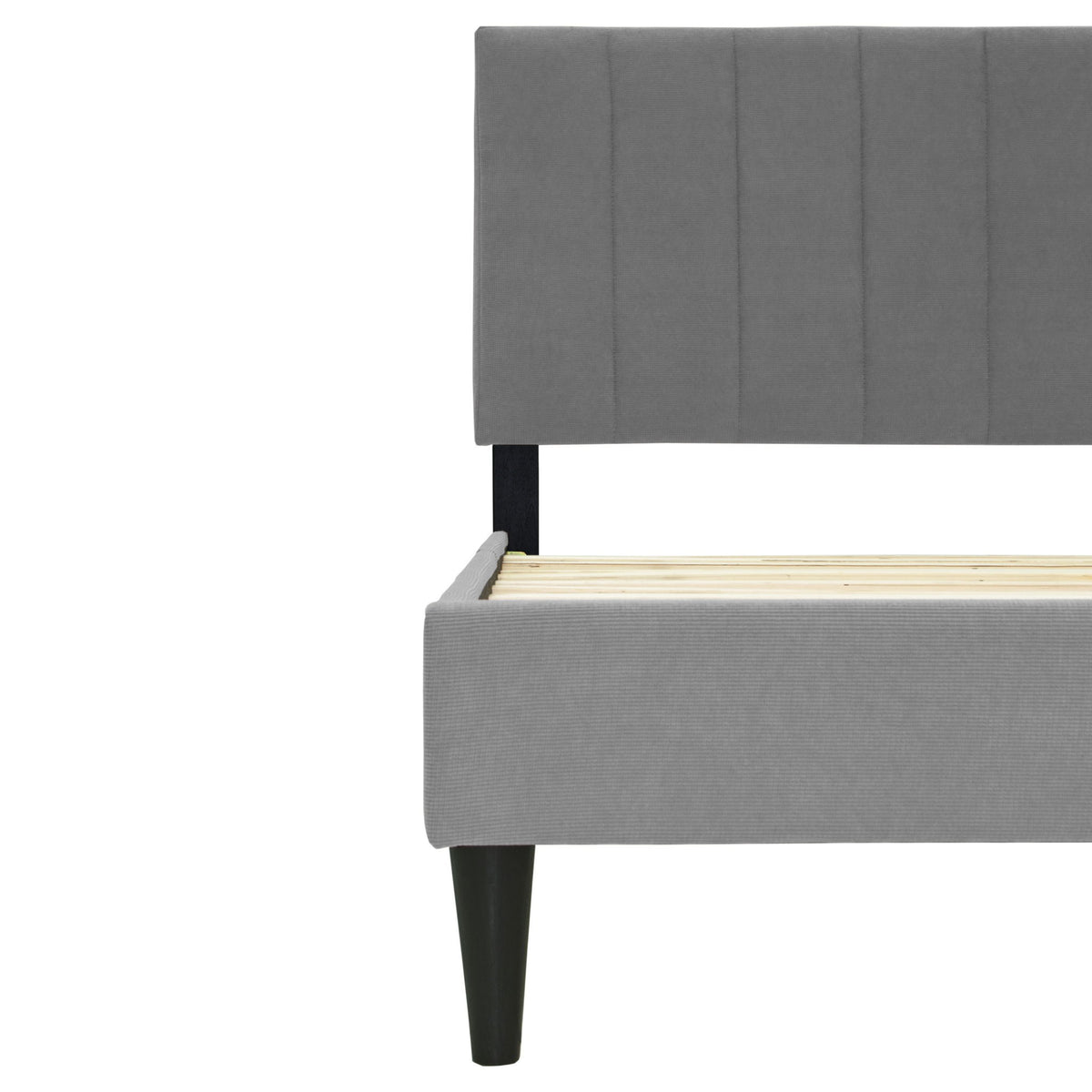 Bed With Channel Tufted Adjustable Headboard