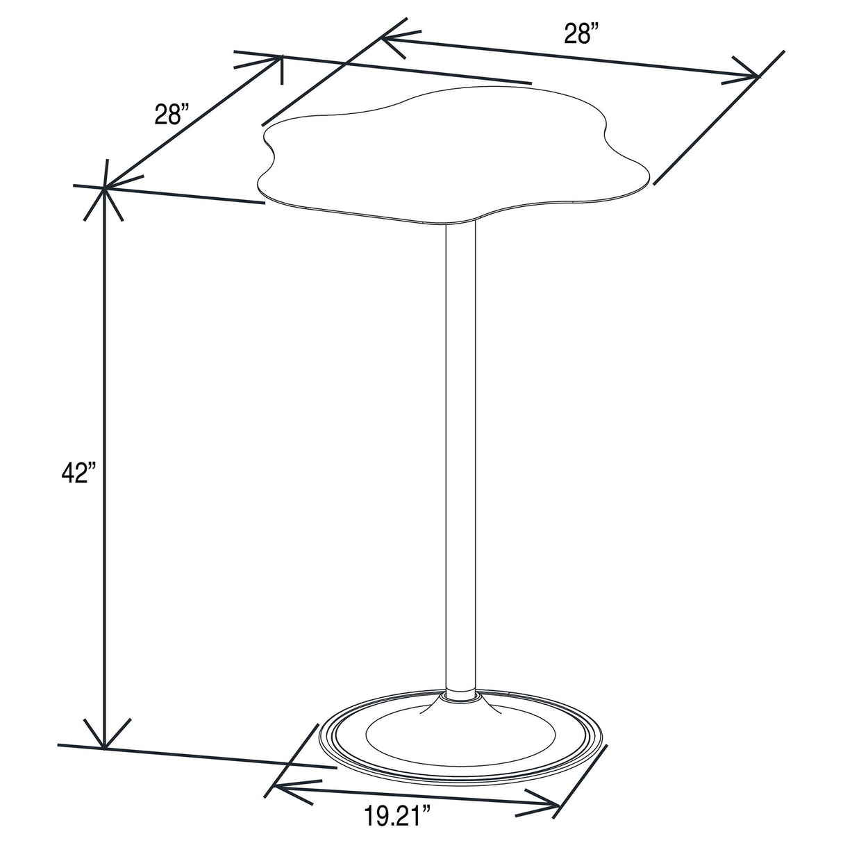 Fresno - Curved Cloud Shaped Bistro Bar Table Bar Table - Black