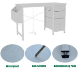 Office Desk With Power Outlet, 3 Drawers And Side Pocket For Office - White
