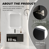Wall Mounted Floating Bathroom Vanity With Open Shelf & Soft Close Door