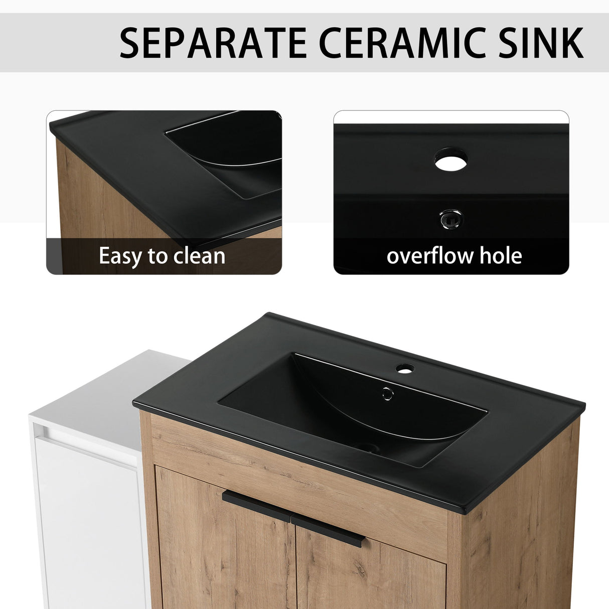 Freestanding Bathroom Vanity & Sink And Storage Cabinets, Soft Closing Doors