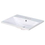 Bathroom Vanity Top, Rectangular Undermount Sink With 3 Faucet Holes, 4" Centerset Compatible - White