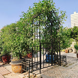 Garden Arch With Gate With Planter, Climbing Plants Support Outdoor - Black
