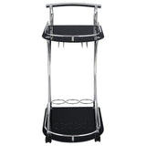 Elfman 2-Tier Glass and Chrome Metal Bar Cart in Black