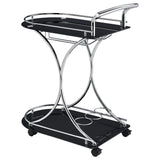 Elfman 2-Tier Glass and Chrome Metal Bar Cart in Black