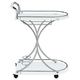 Elfman 2-Tier Glass Shelf Metal Bar Cart, White and Chrome