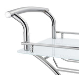 Elfman 2-Tier Glass Shelf Metal Bar Cart, White and Chrome