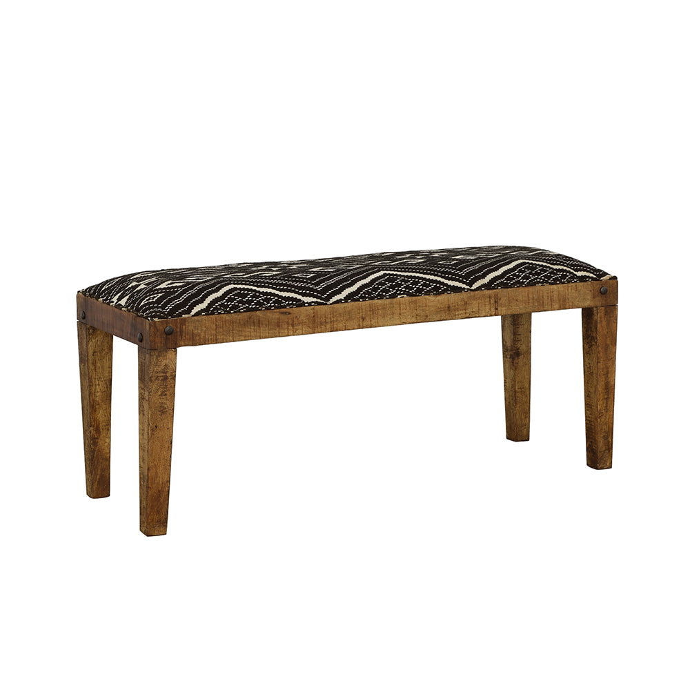 Lamont Fabric Upholstered Accent Bench, Black and Natural