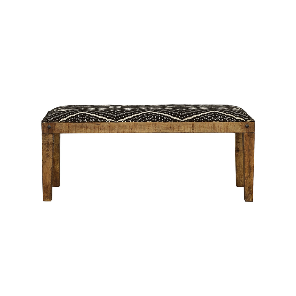 Lamont Fabric Upholstered Accent Bench, Black and Natural
