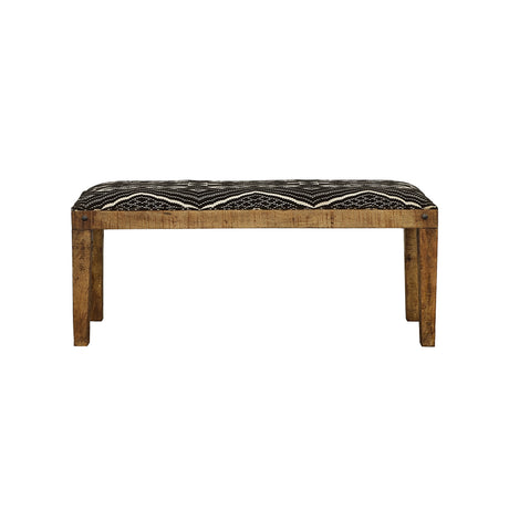 Lamont Fabric Upholstered Accent Bench, Black and Natural