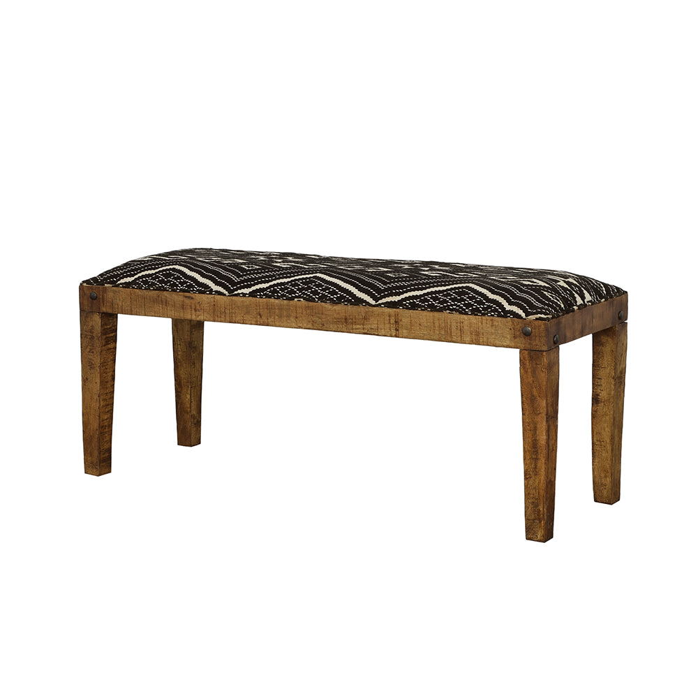Lamont Fabric Upholstered Accent Bench, Black and Natural