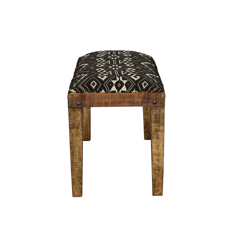 Lamont Fabric Upholstered Accent Bench, Black and Natural
