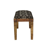 Lamont Fabric Upholstered Accent Bench, Black and Natural