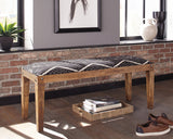 Lamont Fabric Upholstered Accent Bench, Black and Natural