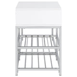 Siega 1-Drawer Shoe Storage Bench, White High Gloss and Chrome