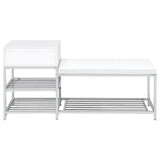 Siega 1-Drawer Shoe Storage Bench, White High Gloss and Chrome