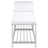 Siega 1-Drawer Shoe Storage Bench, White High Gloss and Chrome